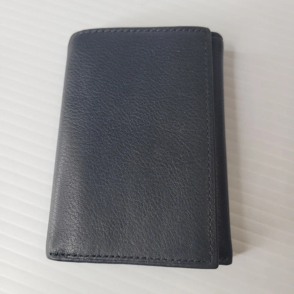 Buxton Trifold Wallet Mens Black Leather ID Window Credit Card Holder‎ NEW